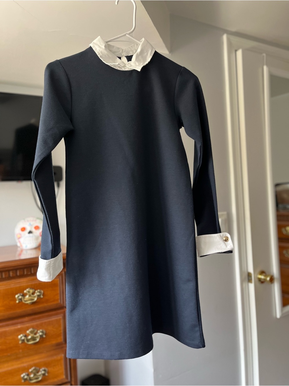Zara Black Dress with White Collar & Cuff Details